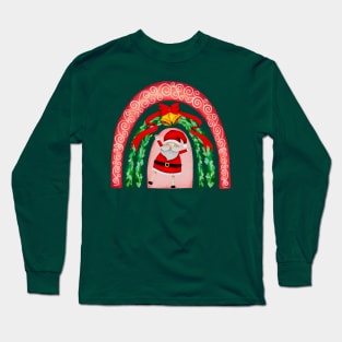 Jolly Santa Christmas Rainbow Long Sleeve T-Shirt